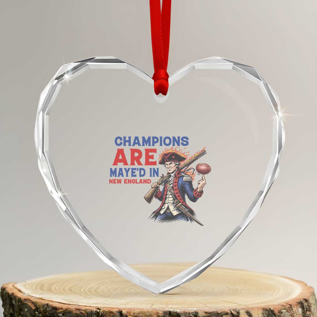 Champions Are Maye'd In New England Heart Crystal Glass Ornament Game Day Sports Fan Gift TS12 Transparent Glass 3'' Heart Print Your Wear