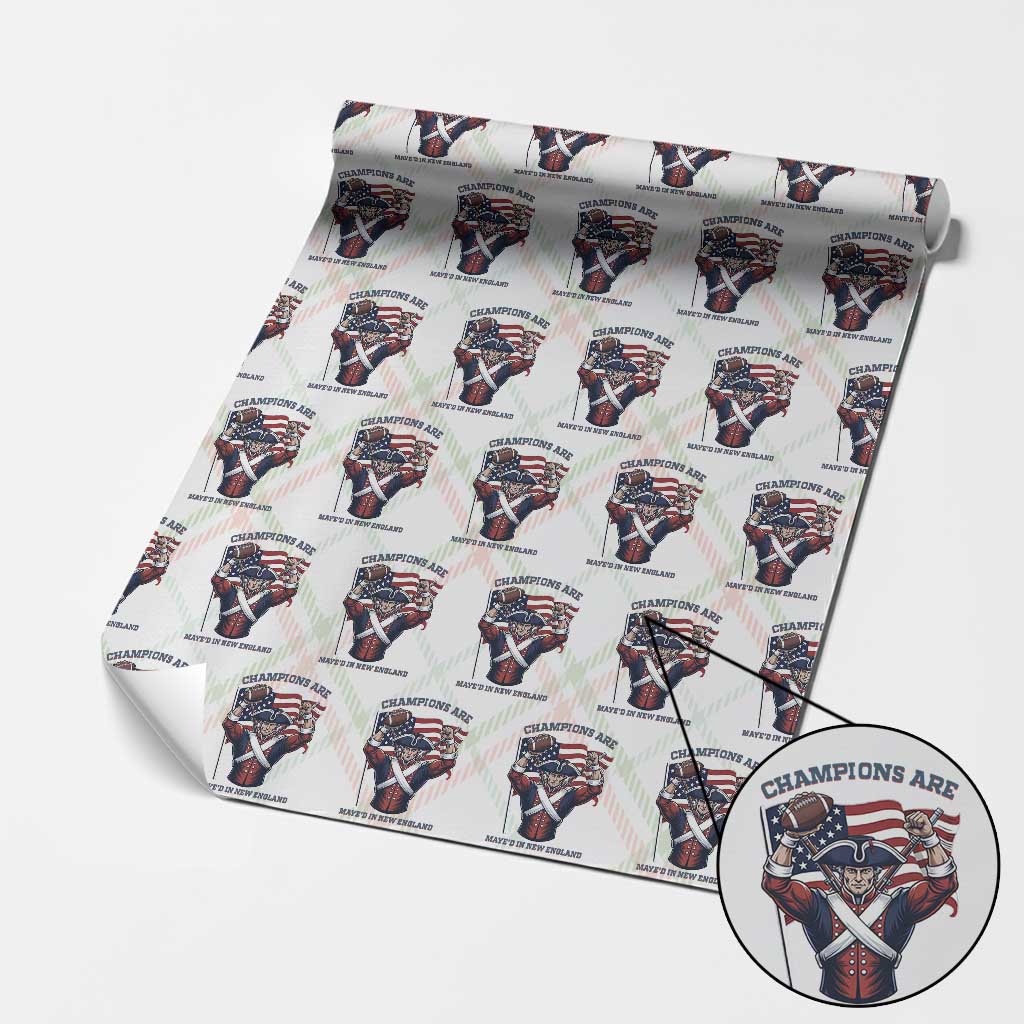 Champions Are Maye'd In New England Wrapping Paper Roll Funny Quarterback Football Fan TS12 Christmas Plaid Print Your Wear