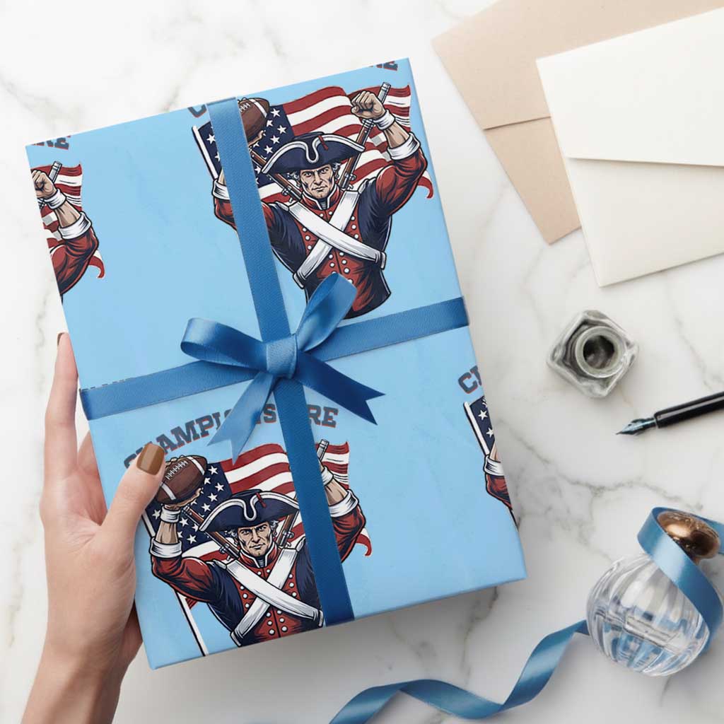 Champions Are Maye'd In New England Wrapping Paper Roll Funny Quarterback Football Fan TS12 Light Blue Print Your Wear
