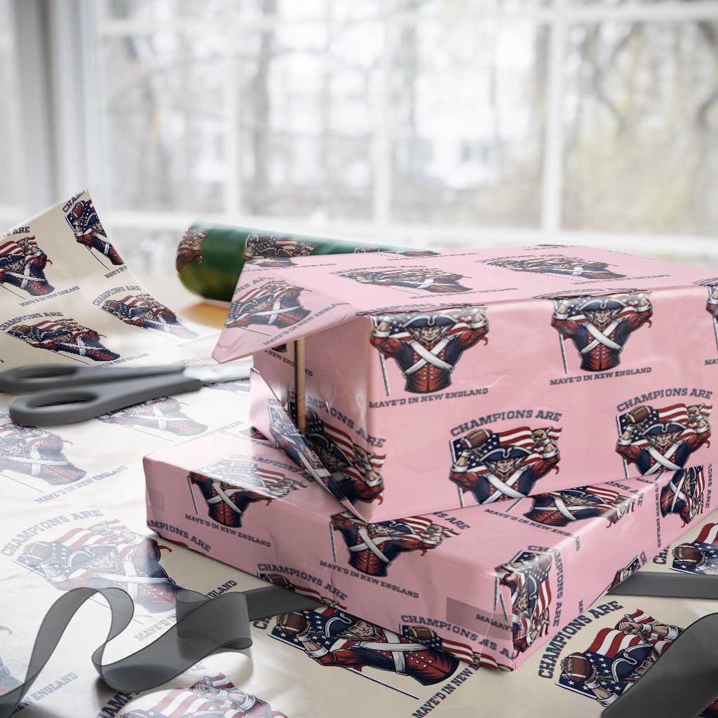 Champions Are Maye'd In New England Wrapping Paper Roll Funny Quarterback Football Fan TS12 Light Pink Print Your Wear