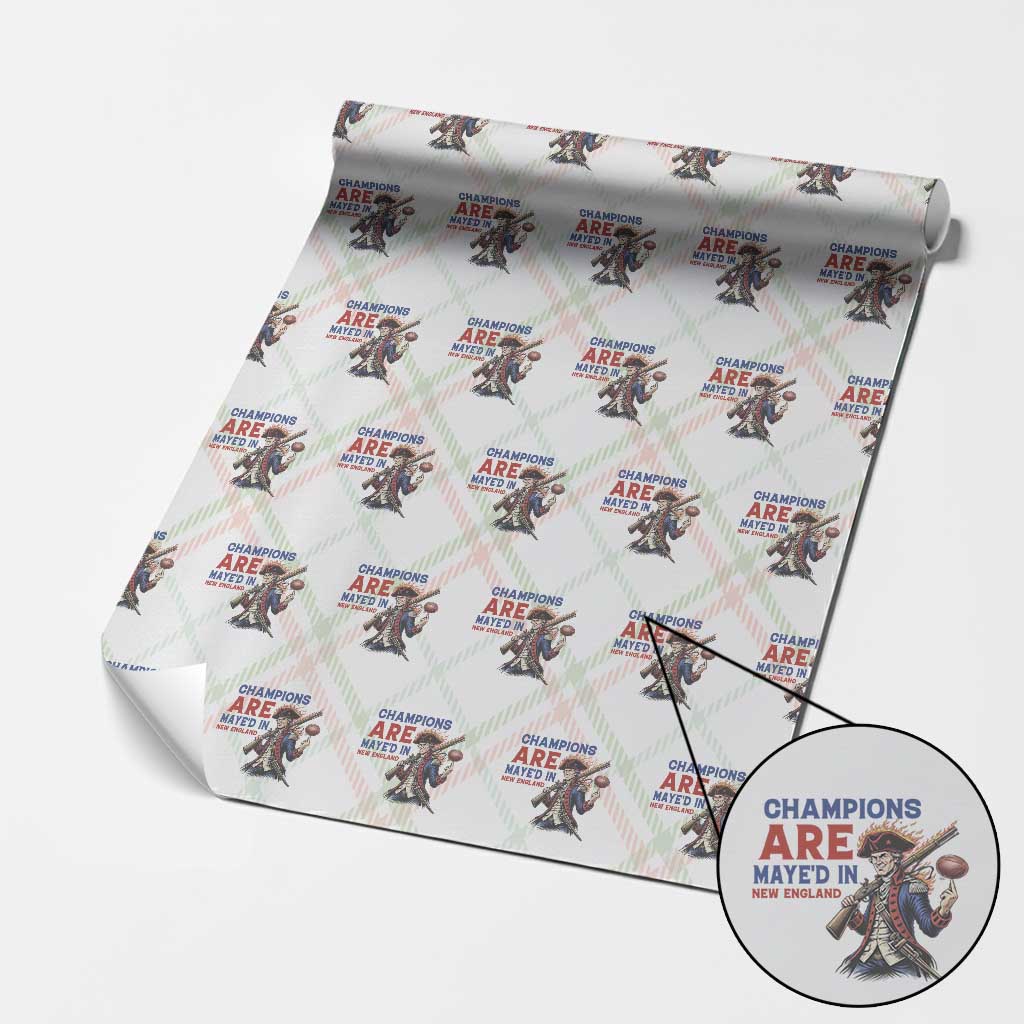 Champions Are Maye'd In New England Wrapping Paper Roll Game Day Sports Fan Gift TS12 Christmas Plaid Print Your Wear