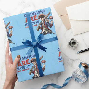 Champions Are Maye'd In New England Wrapping Paper Roll Game Day Sports Fan Gift TS12 Light Blue Print Your Wear