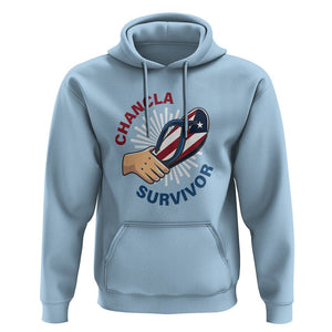 Chancla Survivor Funny Spanish Joke Puerto Rico Hoodie TS09 Light Blue Print Your Wear