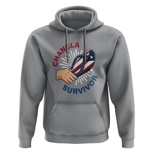 Chancla Survivor Funny Spanish Joke Puerto Rico Hoodie TS09 Sport Gray Print Your Wear