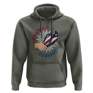 Chancla Survivor Funny Spanish Joke Puerto Rico Hoodie TS09 Military Green Print Your Wear