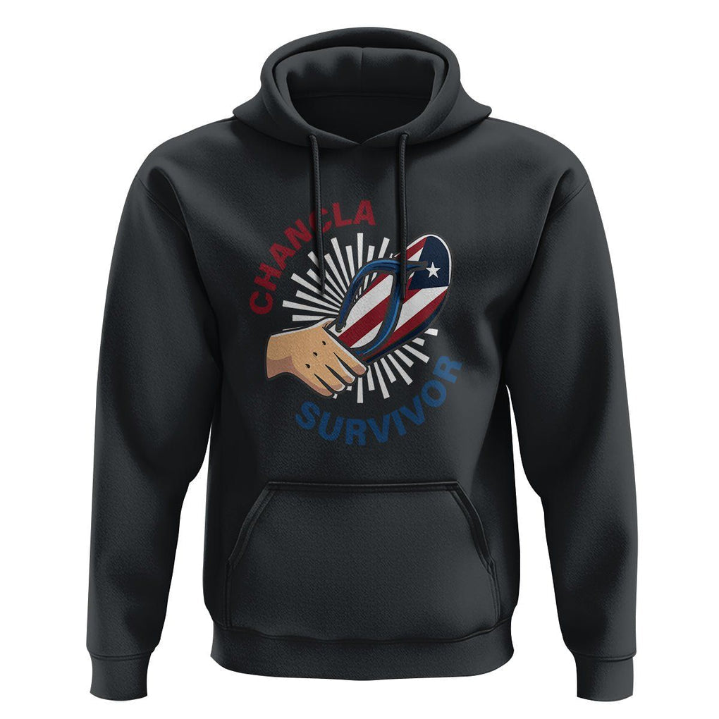 Chancla Survivor Funny Spanish Joke Puerto Rico Hoodie TS09 Black Print Your Wear