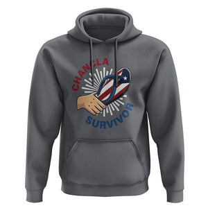 Chancla Survivor Funny Spanish Joke Puerto Rico Hoodie TS09 Charcoal Print Your Wear