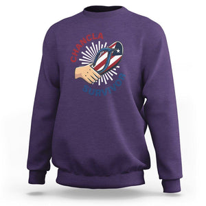 Chancla Survivor Funny Spanish Joke Puerto Rico Sweatshirt TS09 Purple Print Your Wear