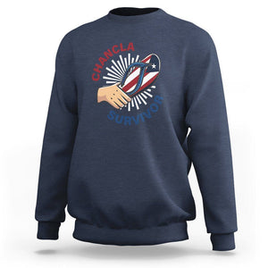 Chancla Survivor Funny Spanish Joke Puerto Rico Sweatshirt TS09 Navy Print Your Wear