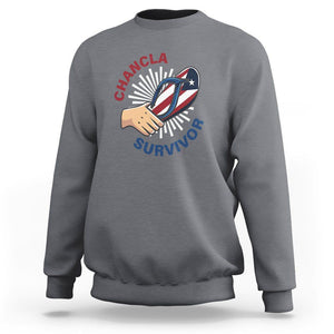 Chancla Survivor Funny Spanish Joke Puerto Rico Sweatshirt TS09 Charcoal Print Your Wear