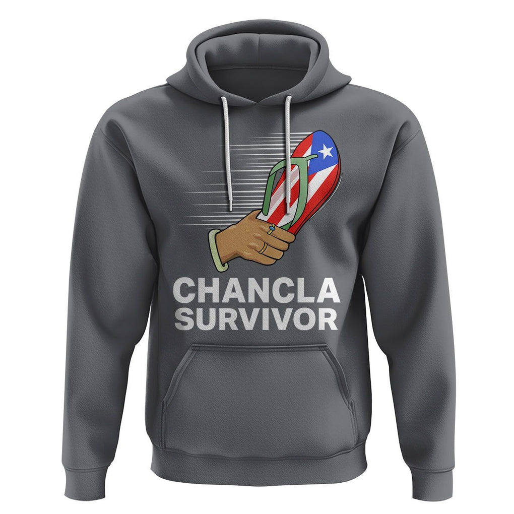 Chancla Survivor Puerto Rico Flag Boricua Hispanic Heritage Hoodie TS02 Charcoal Printyourwear