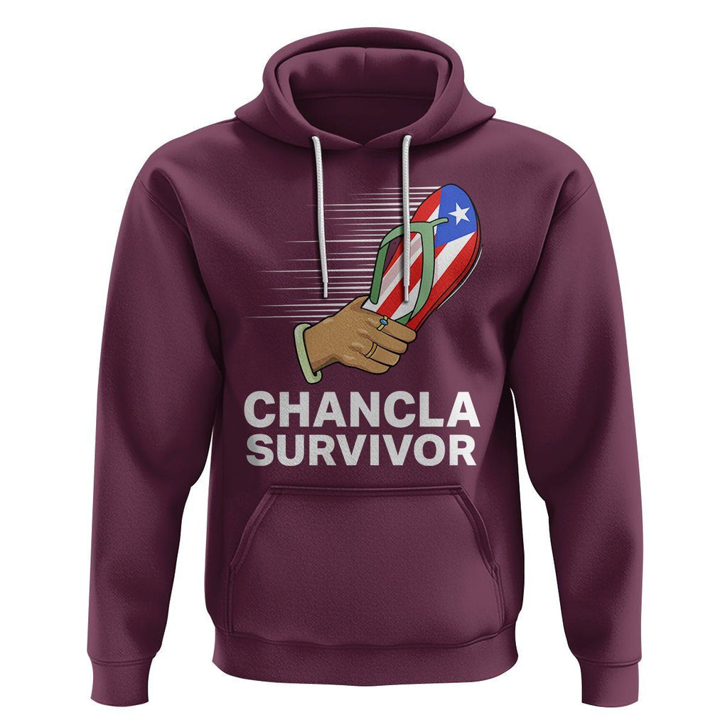 Chancla Survivor Puerto Rico Flag Boricua Hispanic Heritage Hoodie TS02 Maroon Printyourwear