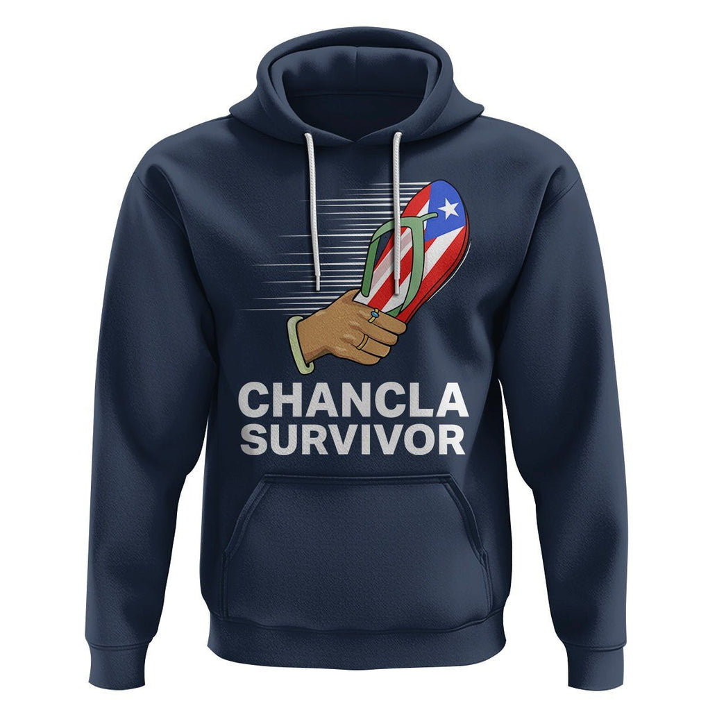 Chancla Survivor Puerto Rico Flag Boricua Hispanic Heritage Hoodie TS02 Navy Printyourwear