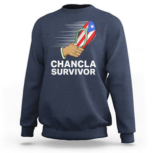 Chancla Survivor Puerto Rico Flag Boricua Hispanic Heritage Sweatshirt TS02 Navy Printyourwear