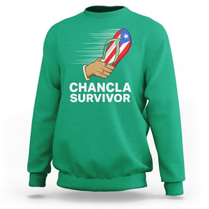 Chancla Survivor Puerto Rico Flag Boricua Hispanic Heritage Sweatshirt TS02 Irish Green Printyourwear