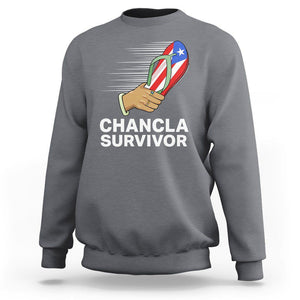 Chancla Survivor Puerto Rico Flag Boricua Hispanic Heritage Sweatshirt TS02 Charcoal Printyourwear