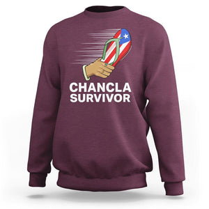 Chancla Survivor Puerto Rico Flag Boricua Hispanic Heritage Sweatshirt TS02 Maroon Printyourwear