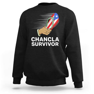 Chancla Survivor Puerto Rico Flag Boricua Hispanic Heritage Sweatshirt TS02 Black Printyourwear