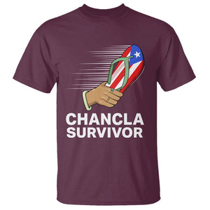 Chancla Survivor Puerto Rico Flag Boricua Hispanic Heritage T Shirt TS02 Maroon Printyourwear