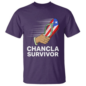 Chancla Survivor Puerto Rico Flag Boricua Hispanic Heritage T Shirt TS02 Purple Printyourwear