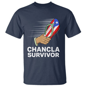 Chancla Survivor Puerto Rico Flag Boricua Hispanic Heritage T Shirt TS02 Navy Printyourwear