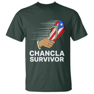Chancla Survivor Puerto Rico Flag Boricua Hispanic Heritage T Shirt TS02 Dark Forest Green Printyourwear