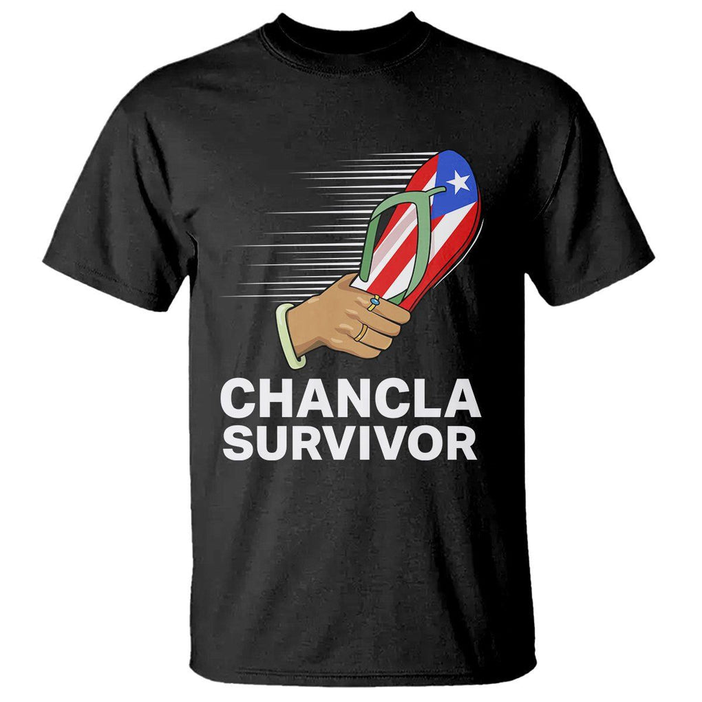 Chancla Survivor Puerto Rico Flag Boricua Hispanic Heritage T Shirt TS02 Black Printyourwear