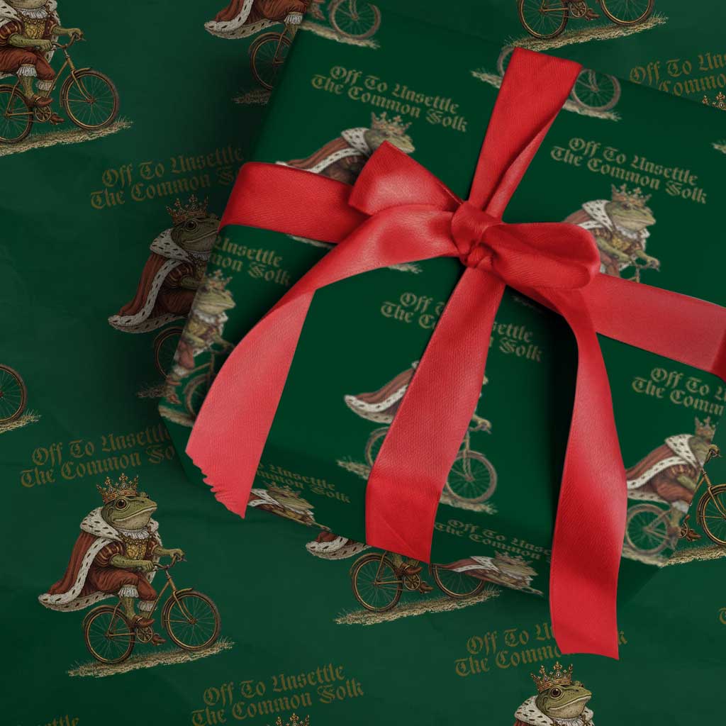 Chaotic Frog Meme Wrapping Paper Roll Off To Unsettle The Common Folk Vintage Unhinged Humor TS10 Green Print Your Wear
