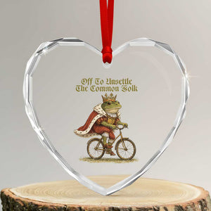 Chaotic Frog Meme Heart Crystal Glass Ornament Off To Unsettle The Common Folk Vintage Unhinged Humor TS10 Transparent Glass 3'' Heart Print Your Wear