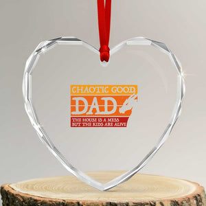 Chaotic Good Dad Funny Tabletop Gamer Parenting Heart Crystal Glass Ornament Retro Sunset Vintage Fantasy Graphic