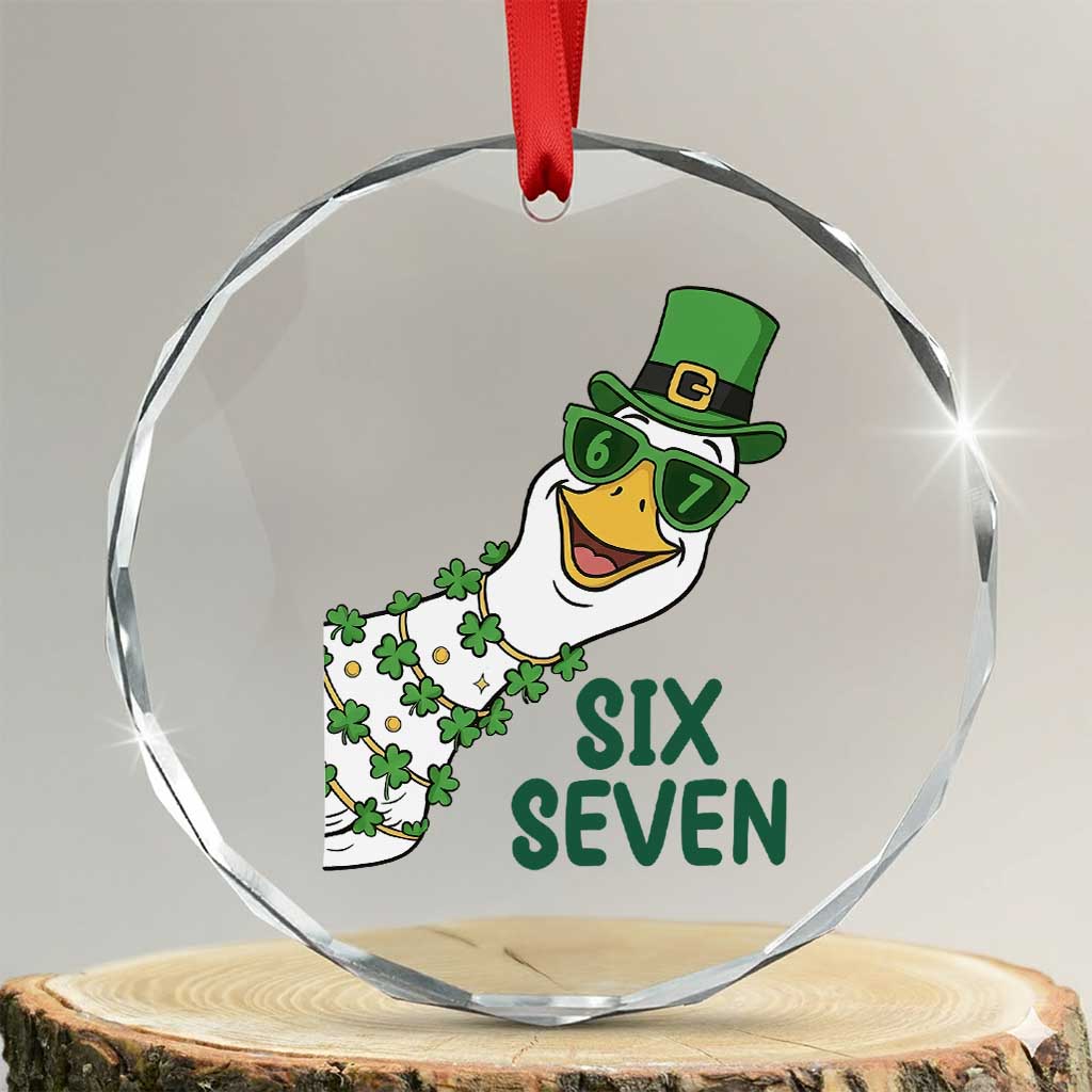Chaotic Goose Six Seven Meme Crystal Glass Ornament Funny St Patricks Day Gift TS12 Transparent Glass 3'' Circle Print Your Wear