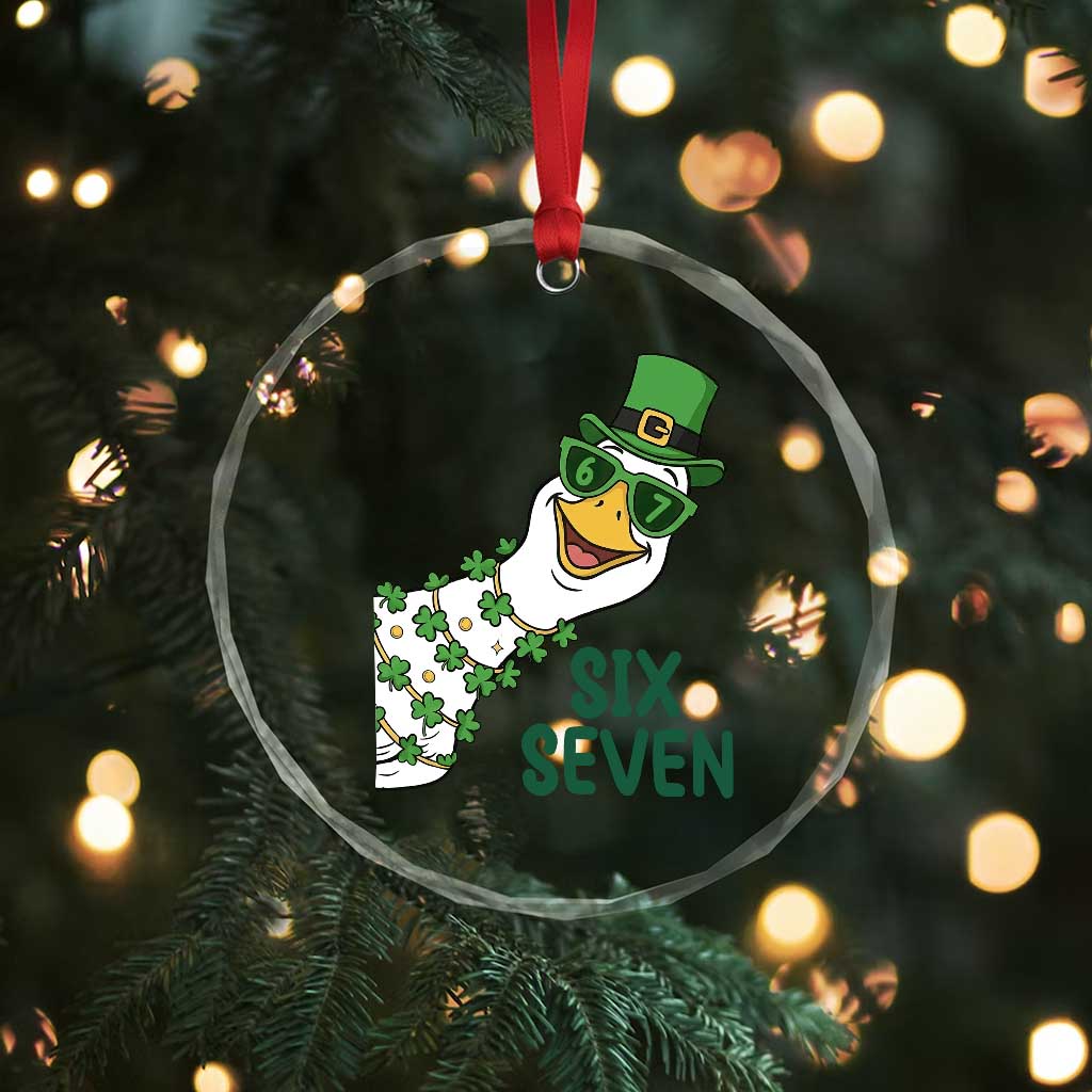 Chaotic Goose Six Seven Meme Crystal Glass Ornament Funny St Patricks Day Gift TS12 Print Your Wear