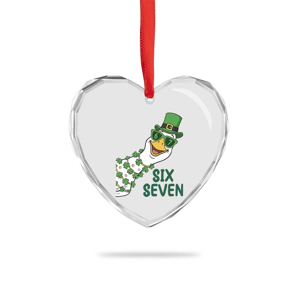 Chaotic Goose Six Seven Meme Heart Crystal Glass Ornament Funny St Patricks Day Gift TS12 Print Your Wear