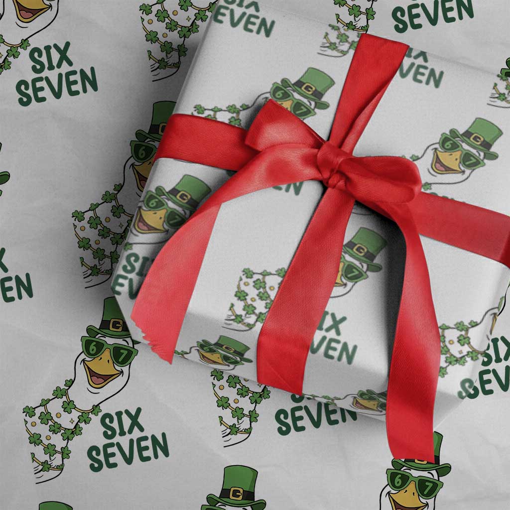 Chaotic Goose Six Seven Meme Wrapping Paper Roll Funny St Patricks Day Gift TS12 White Print Your Wear
