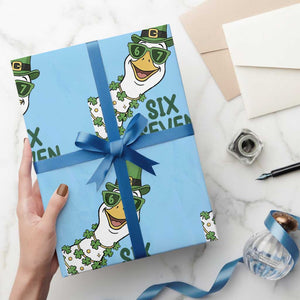 Chaotic Goose Six Seven Meme Wrapping Paper Roll Funny St Patricks Day Gift TS12 Light Blue Print Your Wear