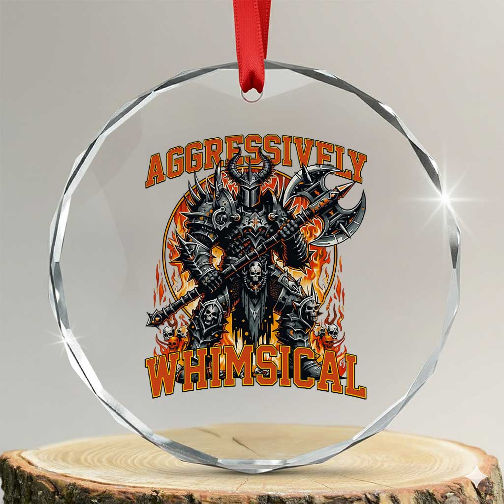 Chaotic Knight Metalcore Edgy Meme Aggressively Whimsical Crystal Glass Ornament Armor Metalheads Fairycore Tendencies TS02 Transparent Glass 3'' Circle Print Your Wear