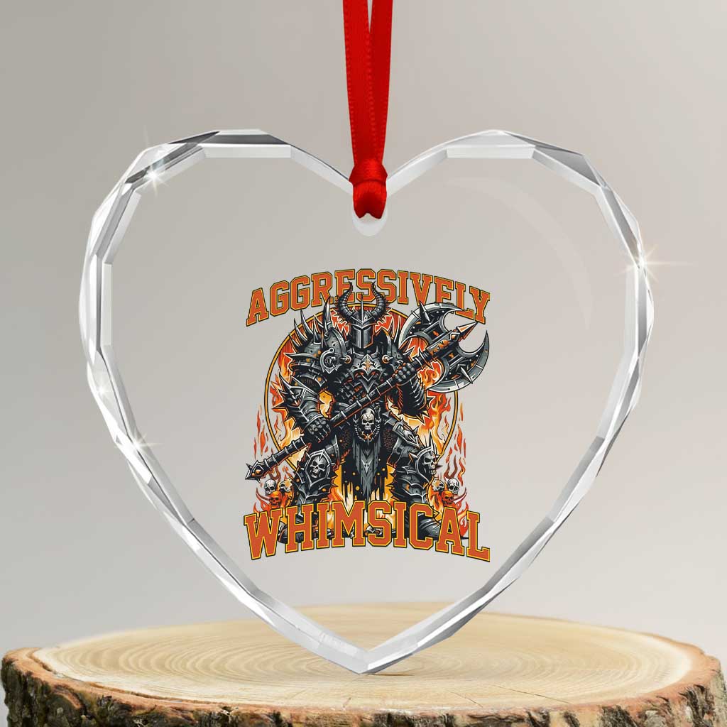Chaotic Knight Metalcore Edgy Meme Aggressively Whimsical Heart Crystal Glass Ornament Armor Metalheads Fairycore Tendencies TS02 Transparent Glass 3'' Heart Print Your Wear