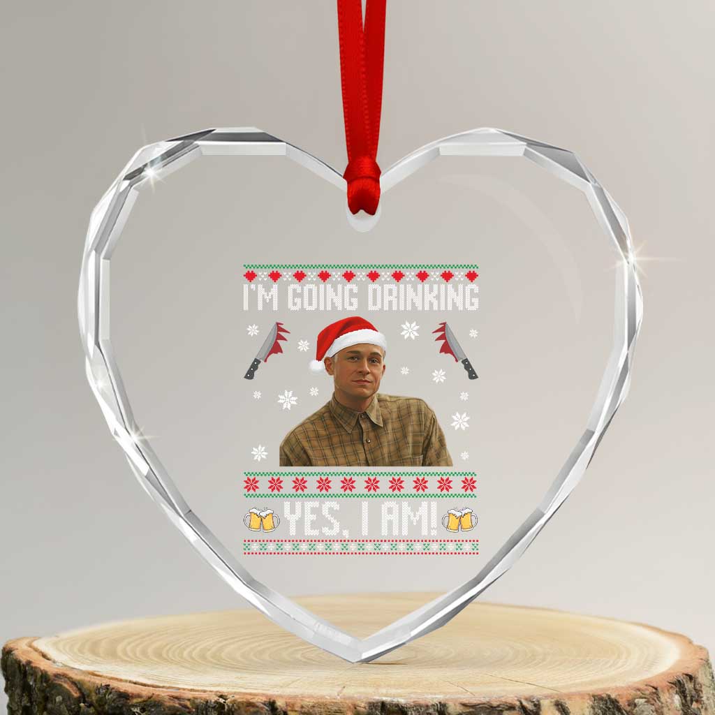Charlie Hunnam Ed Gein Ugly Christmas Heart Crystal Glass Ornament Monster Movie I'm Going Drinking TS10 Transparent Glass 3'' Heart Print Your Wear