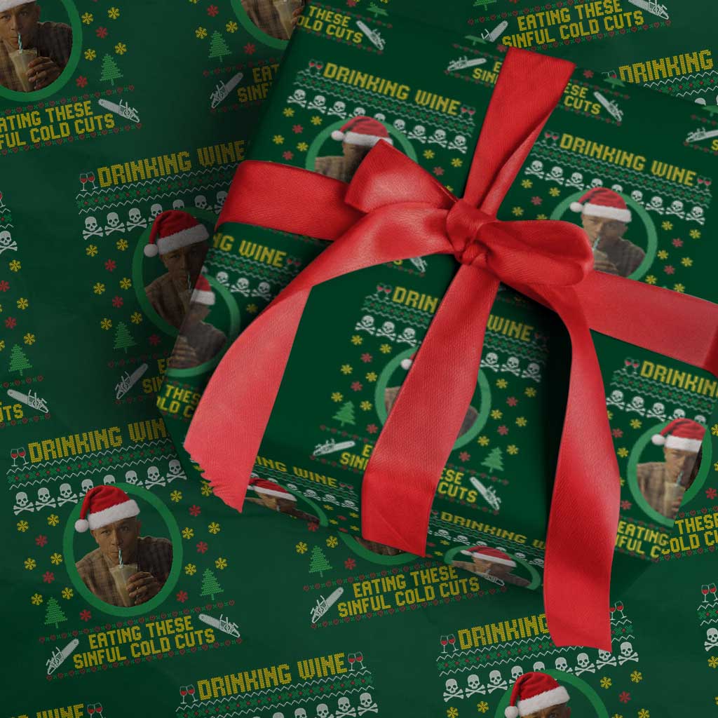 Ed Gein Christmas Wrapping Paper Roll Drinking Wine Eating These Sinful Cold Cuts TS14 Green Print Your Wear