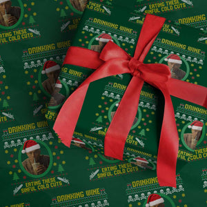 Ed Gein Christmas Wrapping Paper Roll Drinking Wine Eating These Sinful Cold Cuts TS14 Green Print Your Wear