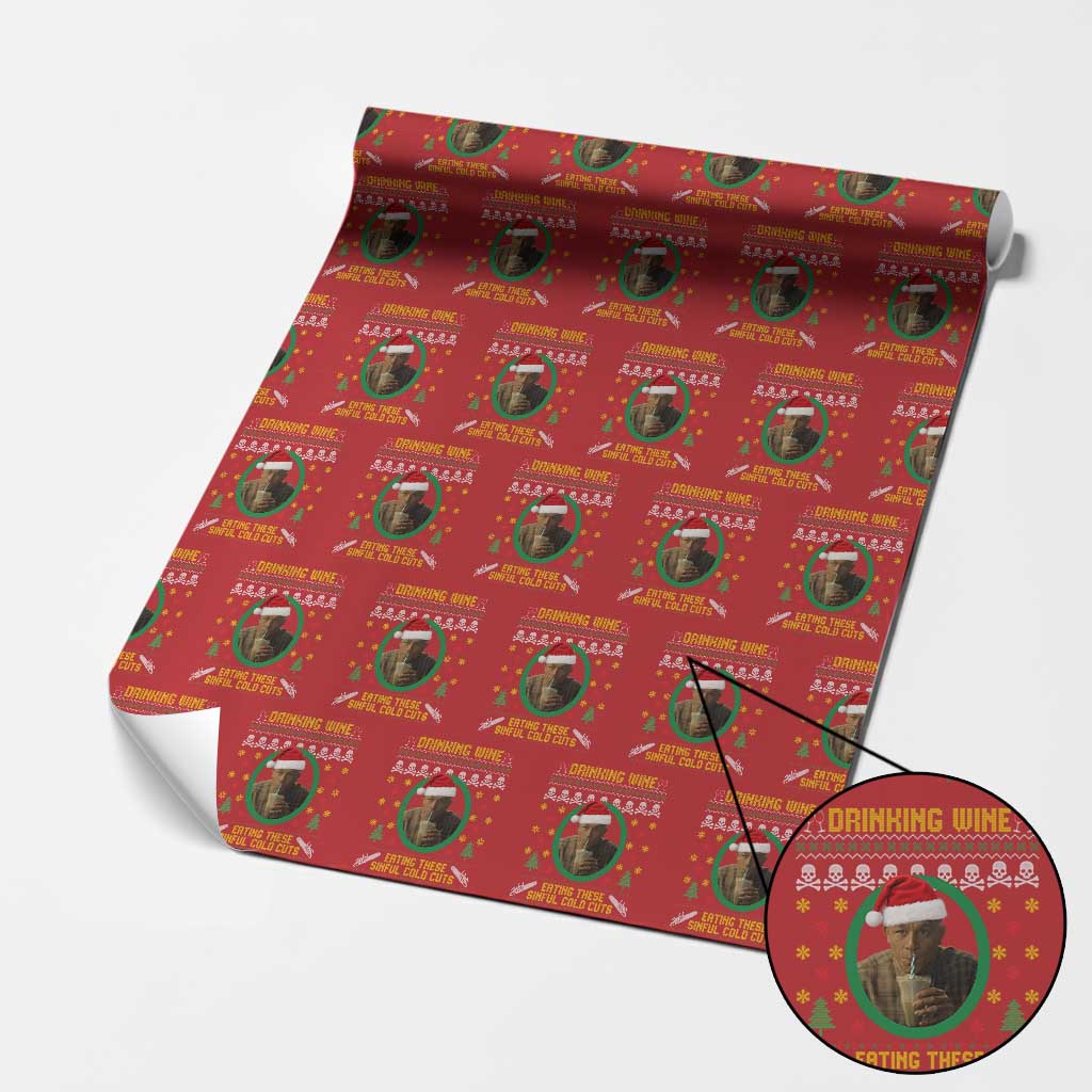 Ed Gein Christmas Wrapping Paper Roll Drinking Wine Eating These Sinful Cold Cuts TS14 Red Print Your Wear