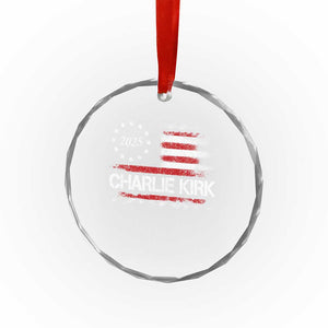 Charlie Kirk 2025 Crystal Glass Ornament Freedom Vintage American Flag TS11 Print Your Wear