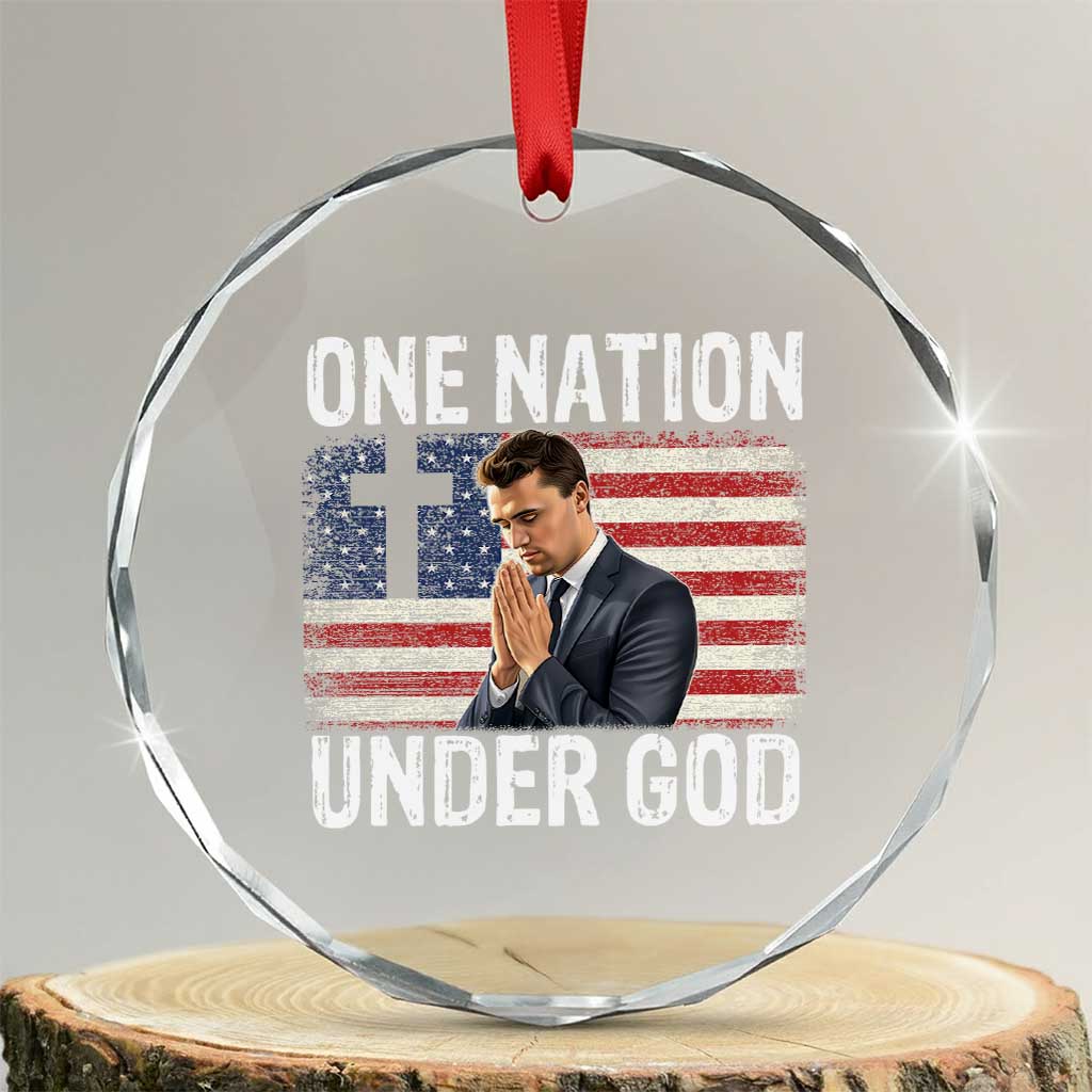 Charlie Kirk Christian Crystal Glass Ornament One Nation Under God Patriotic Faith TS14 Transparent Glass 3'' Circle Print Your Wear