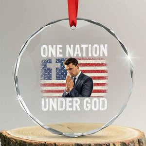 Charlie Kirk Christian Crystal Glass Ornament One Nation Under God Patriotic Faith TS14 Transparent Glass 3'' Circle Print Your Wear