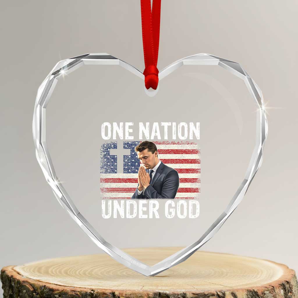 Charlie Kirk Christian Heart Crystal Glass Ornament One Nation Under God Patriotic Faith TS14 Transparent Glass 3'' Heart Print Your Wear