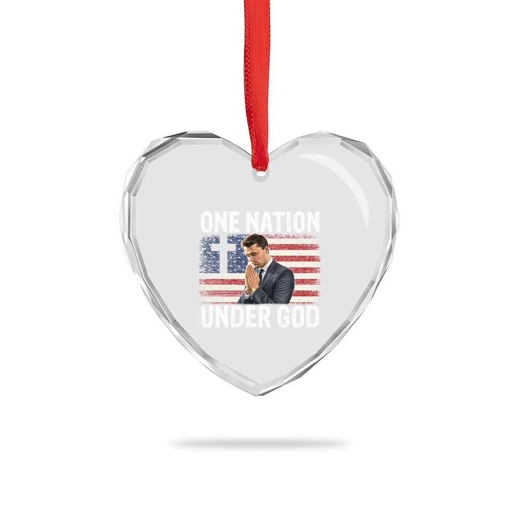 Charlie Kirk Christian Heart Crystal Glass Ornament One Nation Under God Patriotic Faith TS14 Print Your Wear