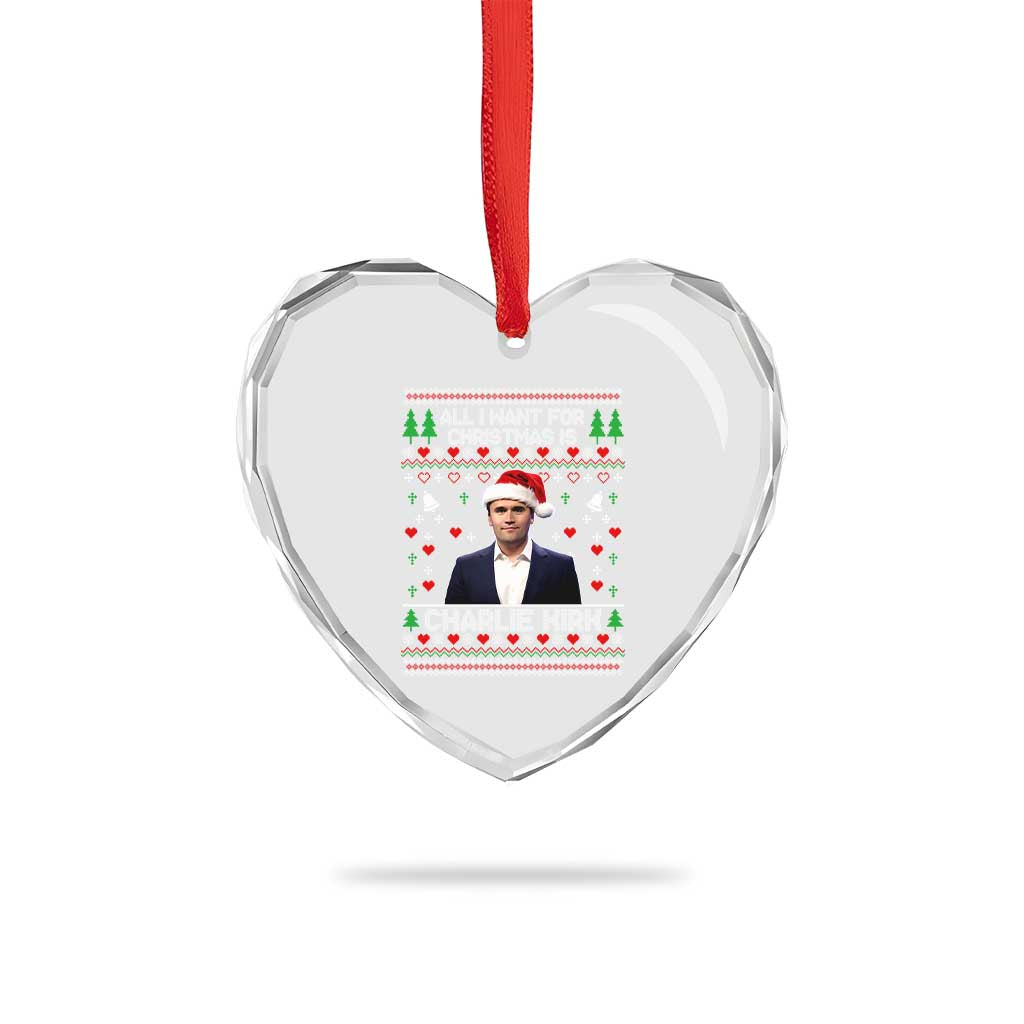 Charlie Kirk Christmas Heart Crystal Glass Ornament Freedom Memorial Patriotic Christian Xmas TS14 Print Your Wear