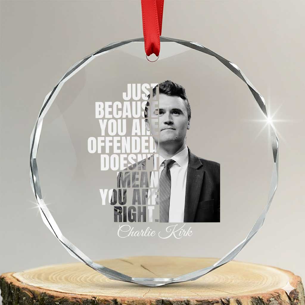 Charlie Kirk Crystal Glass Ornament Free Speech Memorial Tribute TS10 Transparent Glass 3'' Circle Print Your Wear
