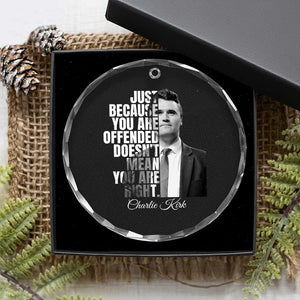 Charlie Kirk Crystal Glass Ornament Free Speech Memorial Tribute TS10 Print Your Wear