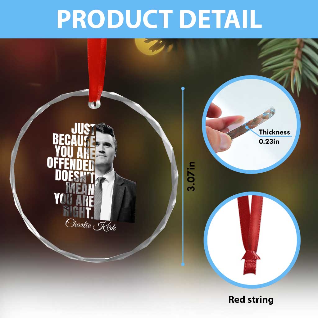 Charlie Kirk Crystal Glass Ornament Free Speech Memorial Tribute TS10 Print Your Wear
